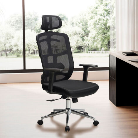 Fauteuil de bureau à roulettes 68x68x120/130 cm en tissu noir