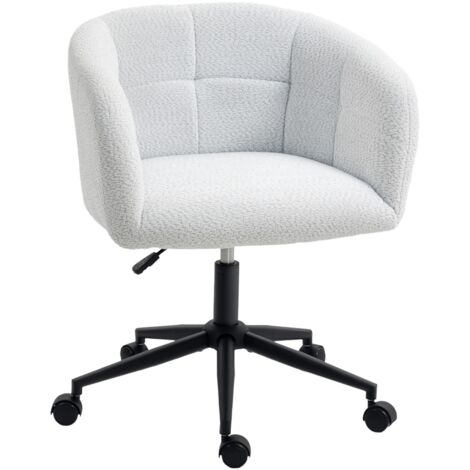 fauteuil de bureau à roulettes, design ergonomique, piètement en acier, crème et noir
