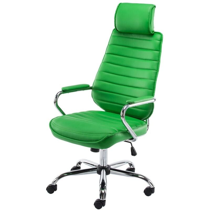 Fauteuil de bureau à roulettes en synthétique vert hauteur réglable BUR10007