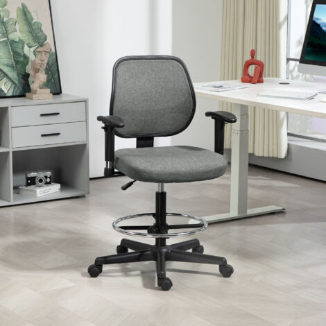 Fauteuil de bureau assise haute réglable. accoudoirs. dim. 60l x 57P x 97-119H cm sur roulettes. gris