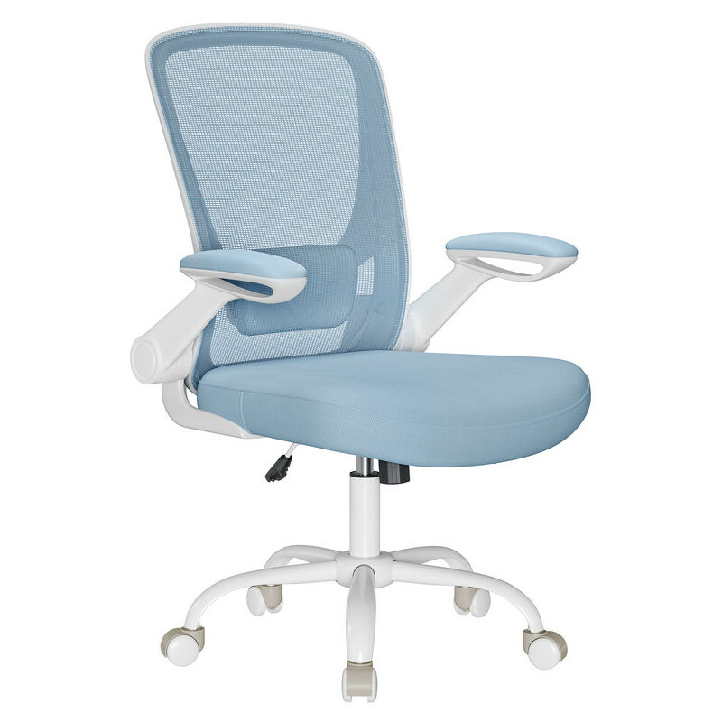 Songmics - Chaise Bureau Ergonomique en Toile, Fauteuil, Support Lombaire Rembourré, Mécanisme à Bascule, Assise Large de 53 cm, Accoudoirs