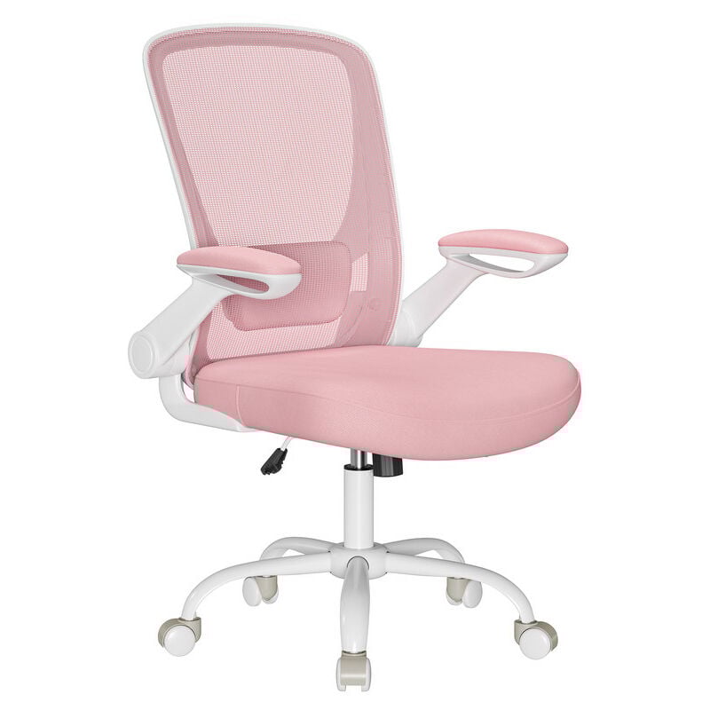 Songmics - Chaise Bureau Ergonomique en Toile, Fauteuil, Support Lombaire Rembourré, Mécanisme à Bascule, Assise Large de 53 cm, Accoudoirs