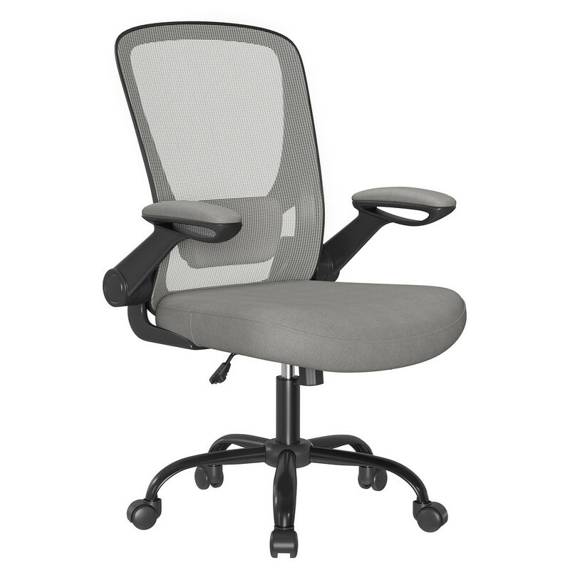 Songmics - Chaise Bureau Ergonomique en Toile, Fauteuil, Support Lombaire Rembourré, Mécanisme à Bascule, Assise Large de 53 cm, Accoudoirs