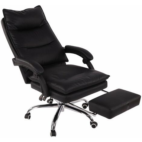 Fauteuil de bureau avec repose-pied et dossier ajustable en synthétique noir BUR10388