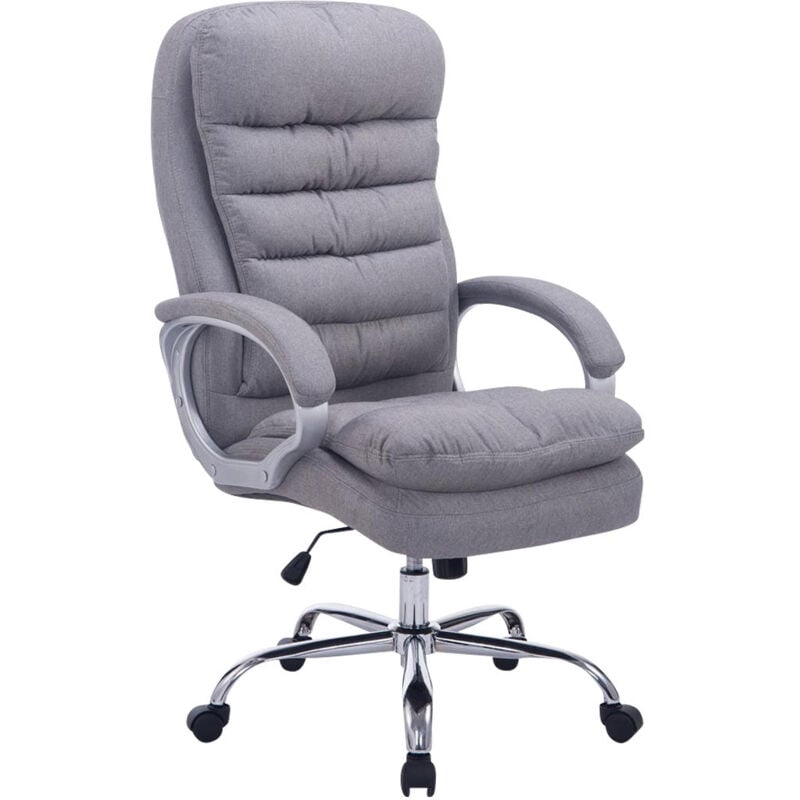 Fauteuil de bureau ergonomique et confortable jusqu'à 235 kg en tissu gris et métal chromé 100002404