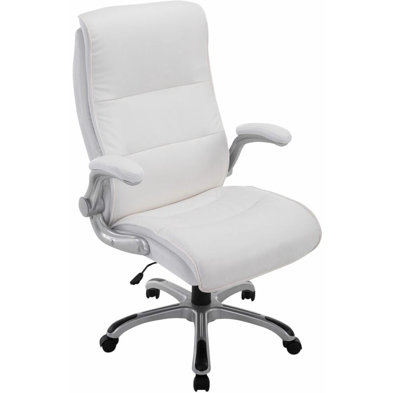 Chaise de bureau en cuir eco avec des accoudoirs inclinables chaise ergonomique diverses couleurs Couleur : Blanc
