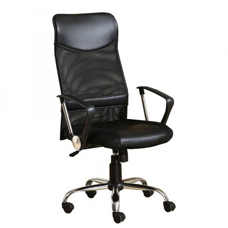 Fauteuil de bureau Campus inclinable en simili cuir Noir reglable en hauteur et angle du dossier réglable. - NOIR