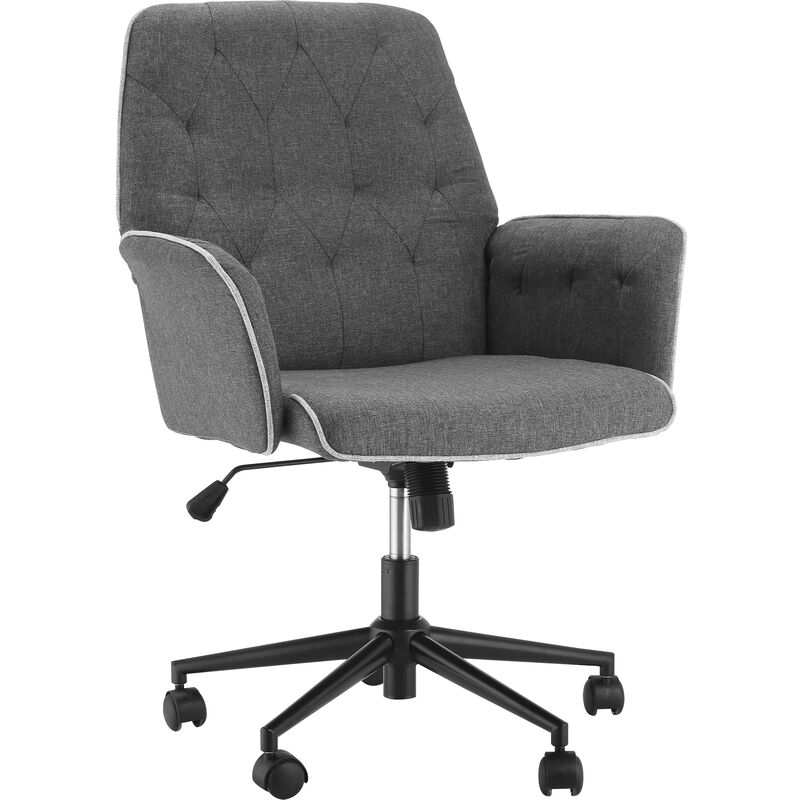 Homcom - Fauteuil de bureau chaise de bureau hauteur réglable roulettes pivotant 360° tissu chanvre 69L x 66l x 89,5-97H cm gris chiné