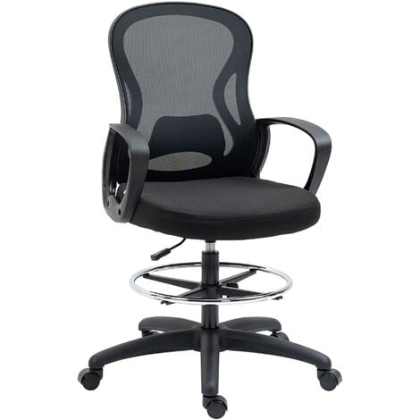 Fauteuil de bureau chaise de bureau assise haute réglable dim. 59L x 65l x 109-124H cm pivotant 360° maille respirante noir - Noir