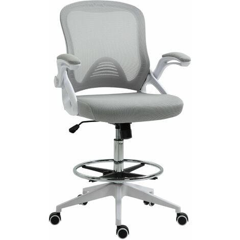 Fauteuil de bureau chaise de bureau assise haute réglable dim. 64L x 60l x 106-126H cm pivotant 360° maille respirante gris