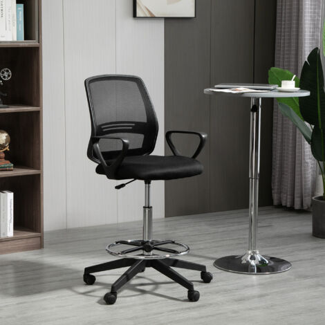 Fauteuil de bureau chaise de bureau assise haute réglable tabouret de bureau pivotant 360° maille respirante
