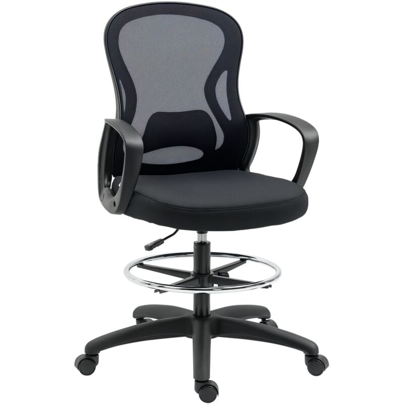 Fauteuil de bureau chaise de bureau assise haute réglable dim. 59L x 65l x 109-124H cm pivotant 360° maille respirante noir
