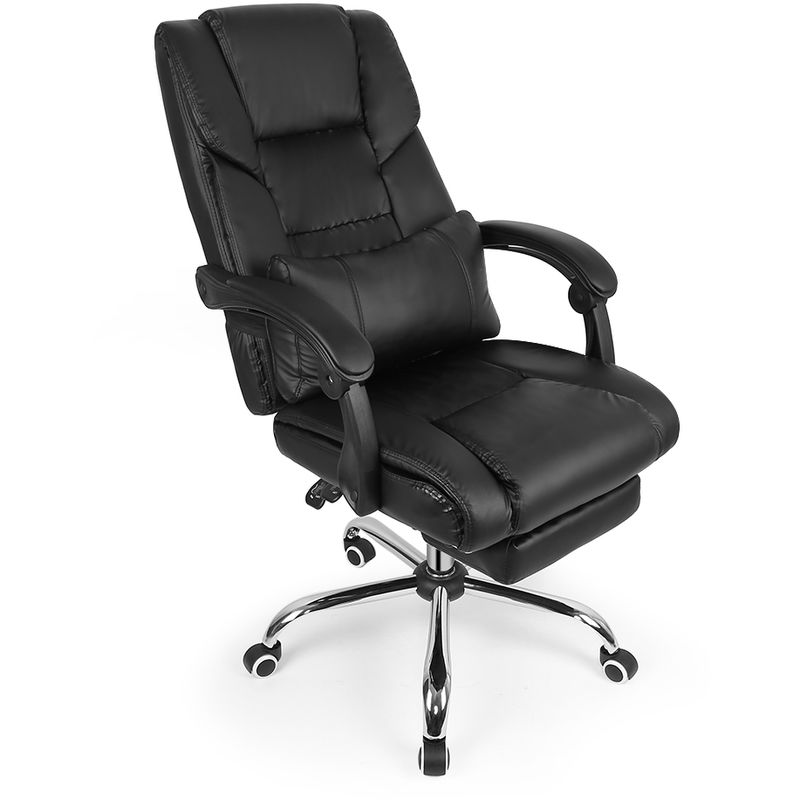 Fauteuil De Bureau Chaise De Direction Dossier Inclinable Avec Repose Pieds Noir Bj49592