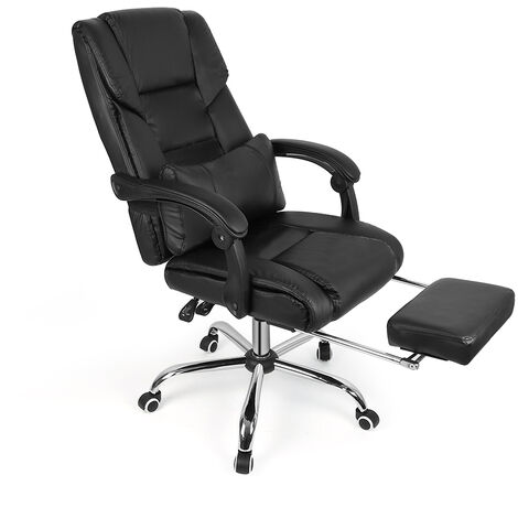 Fauteuil de bureau chaise de direction Dossier inclinable avec repose-pieds noir - Noir