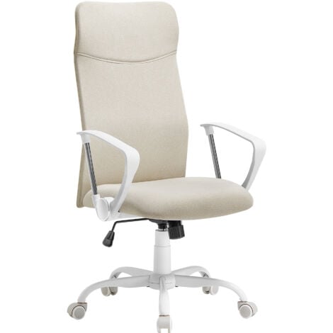 SONGMICS Fauteuil de Bureau, Chaise Ergonomique, Siège Pivotant, Assise Rembourrée, Réglable en Hauteur et Inclinable, Capacité de Charge 120 kg, Beige Cappuccino