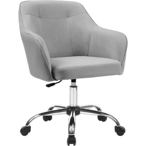 Fauteuil de bureau, Chaise pivotanteconfortable, Siège ergonomique, réglable en hauteur, charge 120 kg, cadre enacier, tissu imitation lin, pour bureau, Gris OBG019G01 - Gris