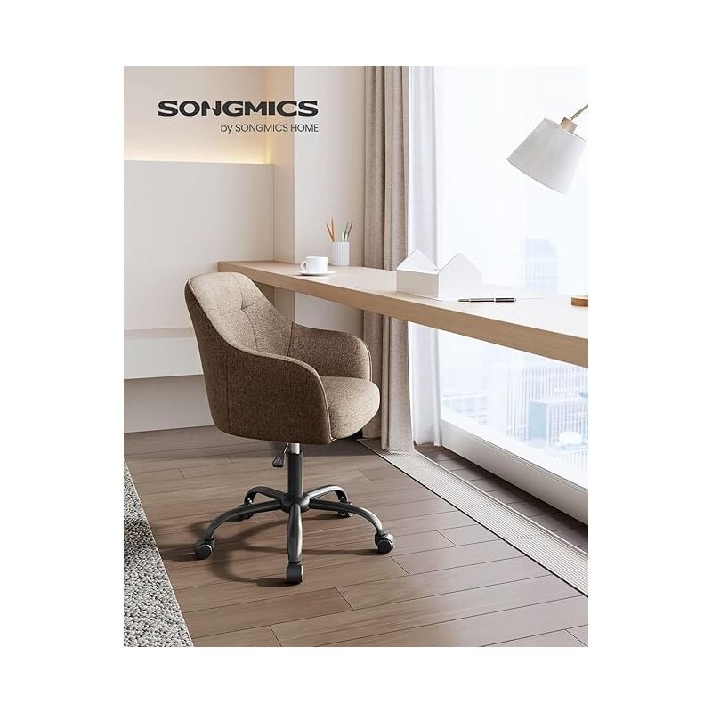 Songmics - Chaise de Bureau, Fauteuil Ergonomique, Siège Pivotant, Réglable en Hauteur, Capacité de Charge 110 kg, Cadre en Acier, Tissu en Coton-Lin