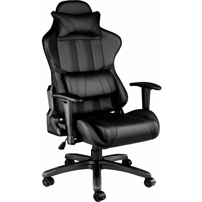 Fauteuil de bureau chaise siège sport gamer avec coussin de tête et lombaires noir