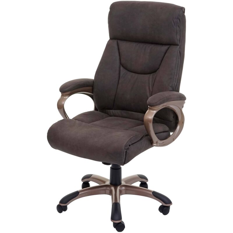 HHG - Chaise de bureau Dallas, chaise de bureau pivotante chaise de direction, aspect daim gris foncé HHG - Chaise de bureau Dallas, chaise de bureau pivotante chaise de direction, aspect daim gris foncé