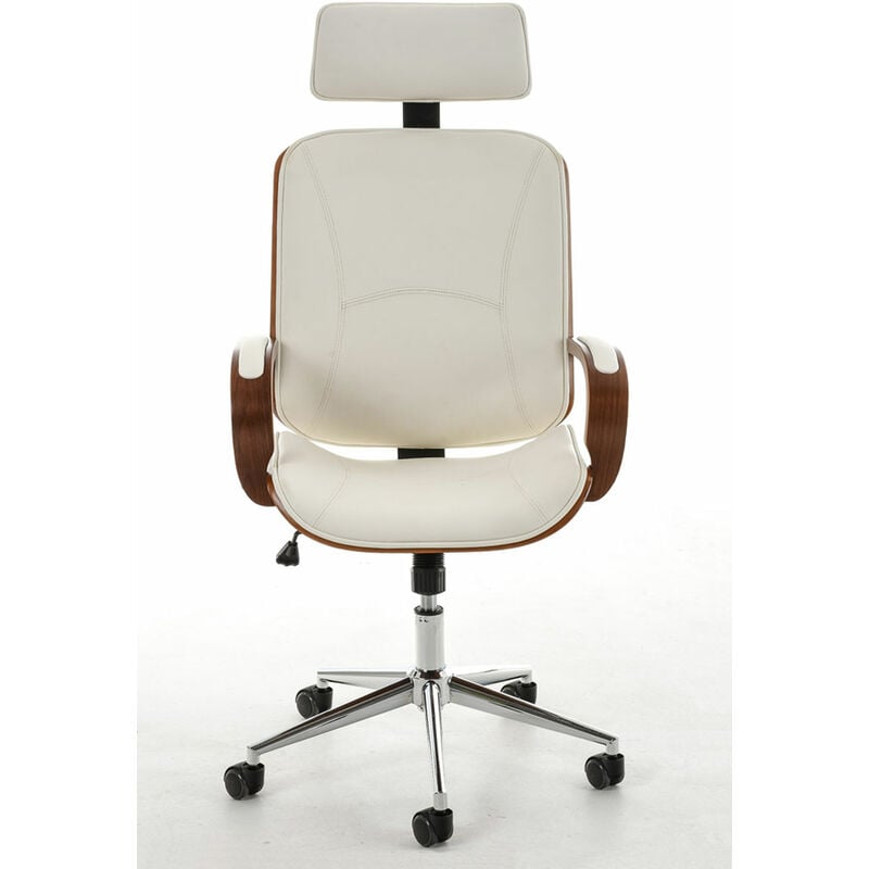 Chaise de bureau élégante en cuir écologique et chaise directionnelle moderne en bois diverses couleurs Couleur : Noix et blanc