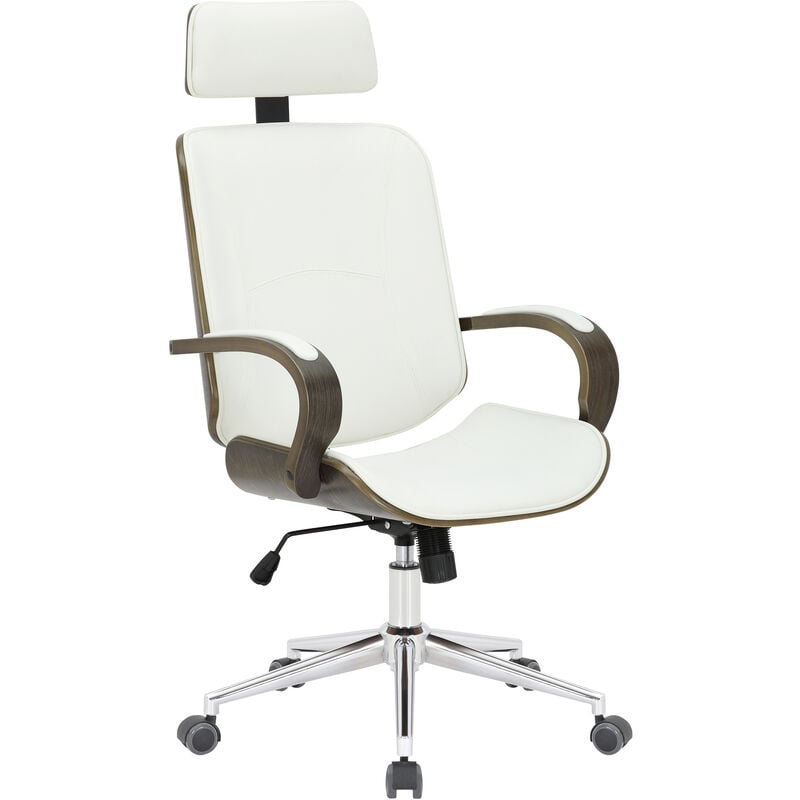 Chaise de bureau Look exclusif avec rembourrage et cadre en bois différentes couleurs colore : Blanc / gris