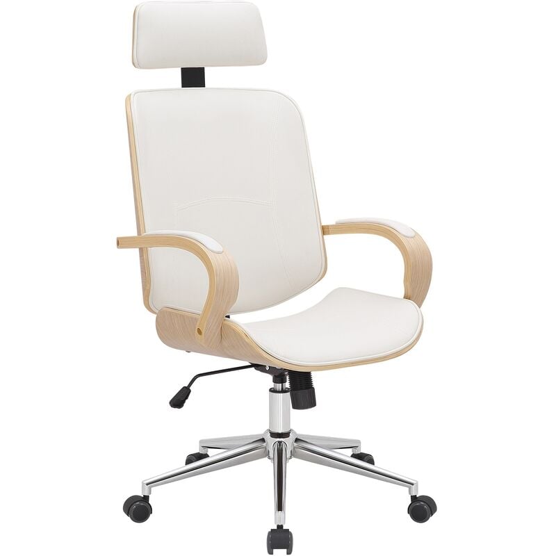 Fauteuil de bureau Dayton en Similicuir Ajustable et pivotant Nature / Blanc