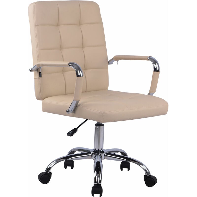 Chaise de bureau de design moderne en cuir eco avec des roues de différentes couleurs Couleur : Crème