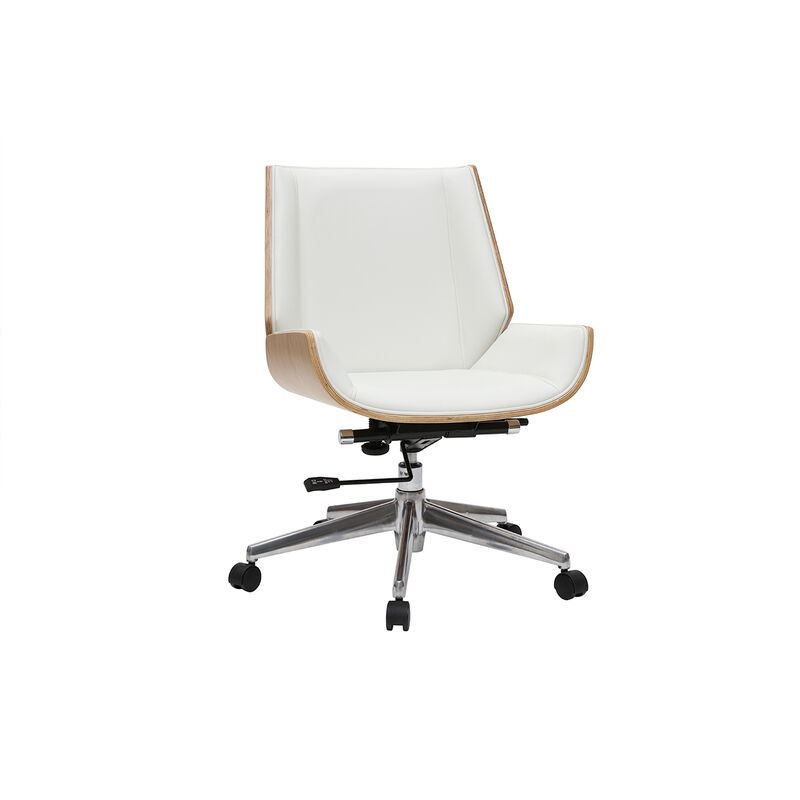 Fauteuil de bureau design bois CURVED - Bois clair / blanc