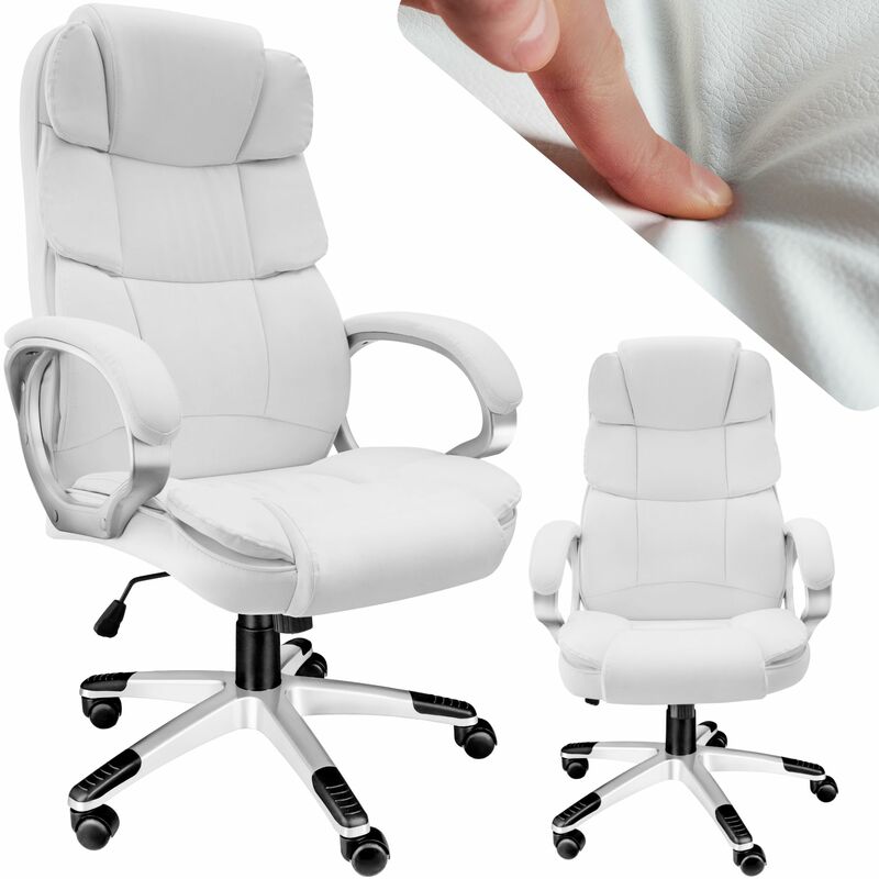 tectake - fauteuil de direction jonas - chaise gamer, fauteuil de bureau, siege de bureau - blanc