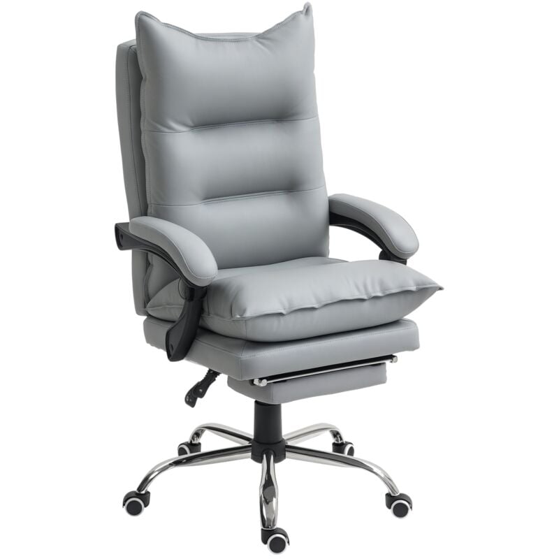 Fauteuil de bureau direction hauteur réglable dossier inclinable repose-pied intégré revêtement synthétique gris