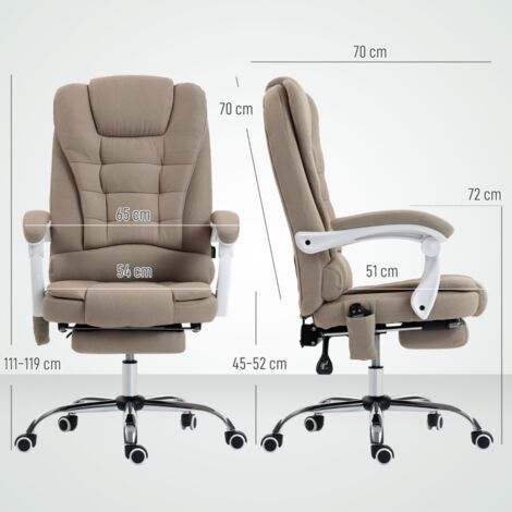 Fauteuil de bureau direction massant chauffant hauteur réglable dossier inclinable lin beige