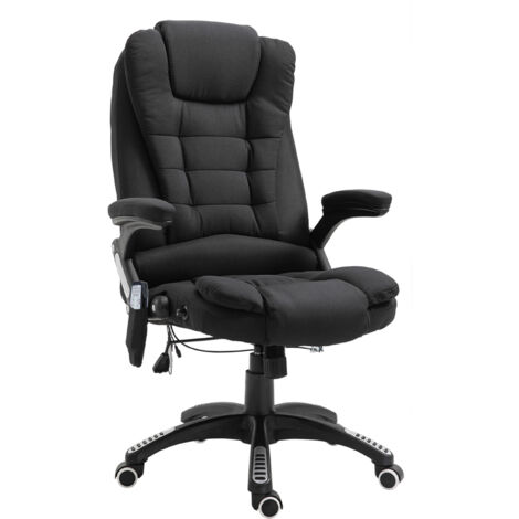 Fauteuil de bureau direction massant chauffant hauteur réglable dossier inclinable toile de lin