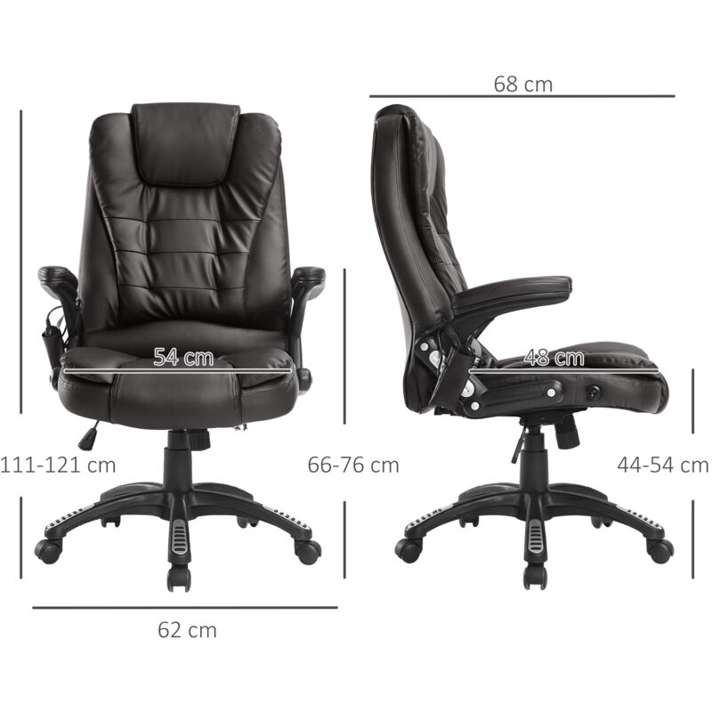 Fauteuil De Bureau Direction Pivotant Massant Chauffant Electrique P U Chocolat A2 0056