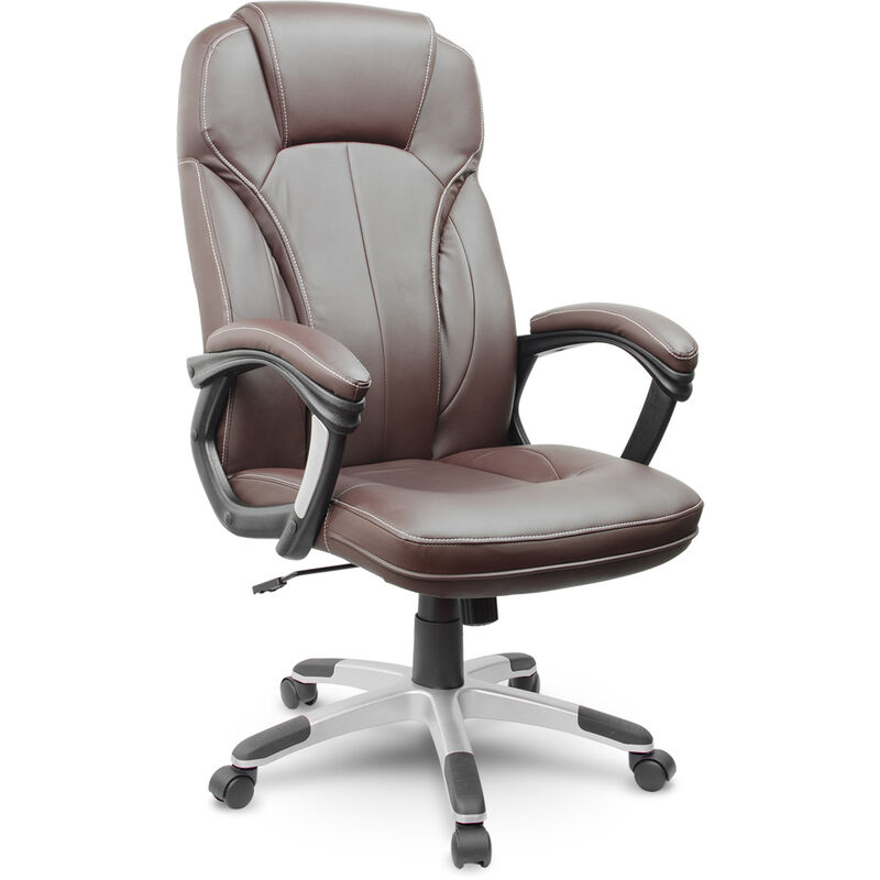 Fauteuil de bureau en cuir marron Sofotel EG-222
