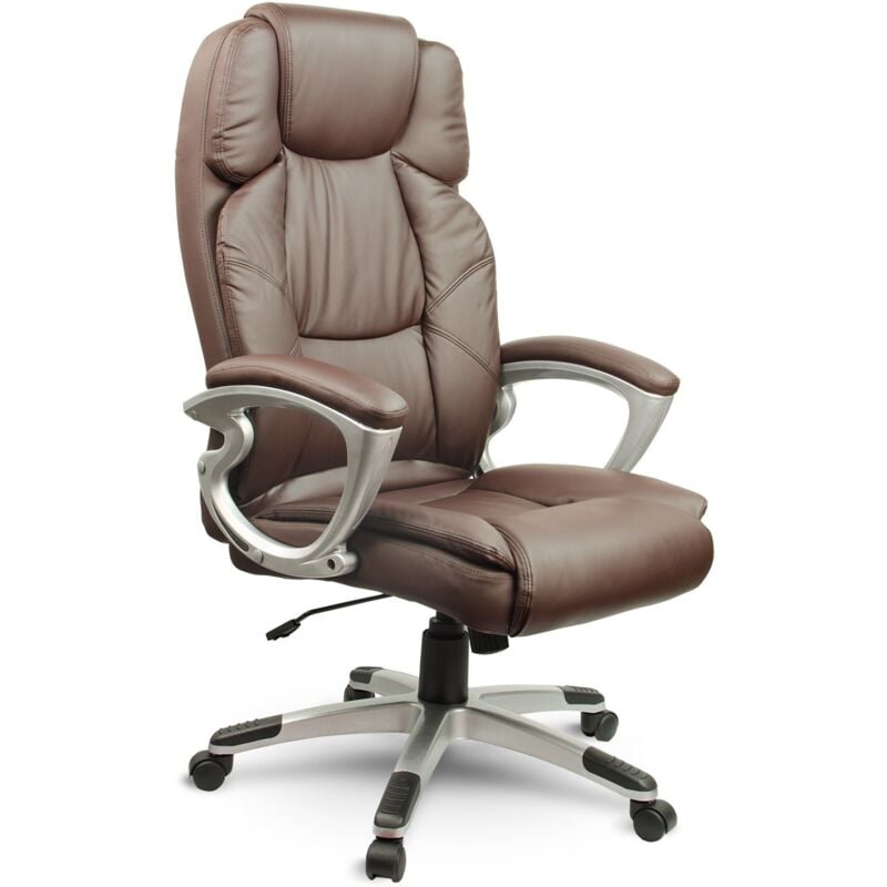 Fauteuil de bureau en cuir marron Sofotel EG-227