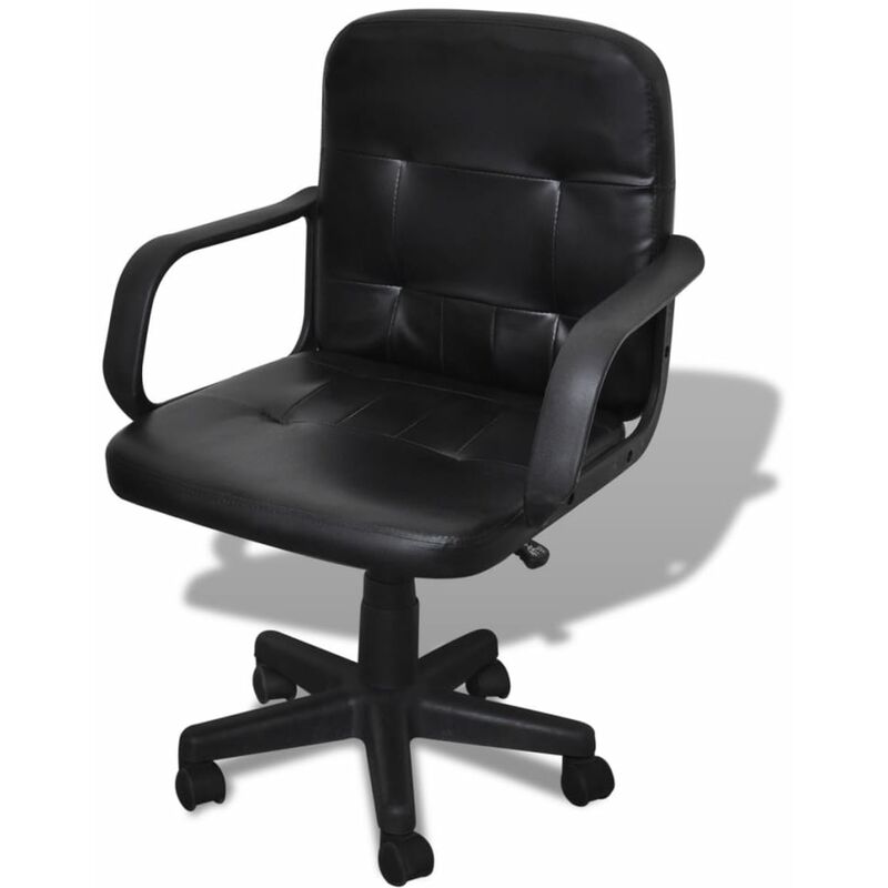 Fauteuil de bureau en cuir mélangé noir 59 x 51 x 81-89 cm