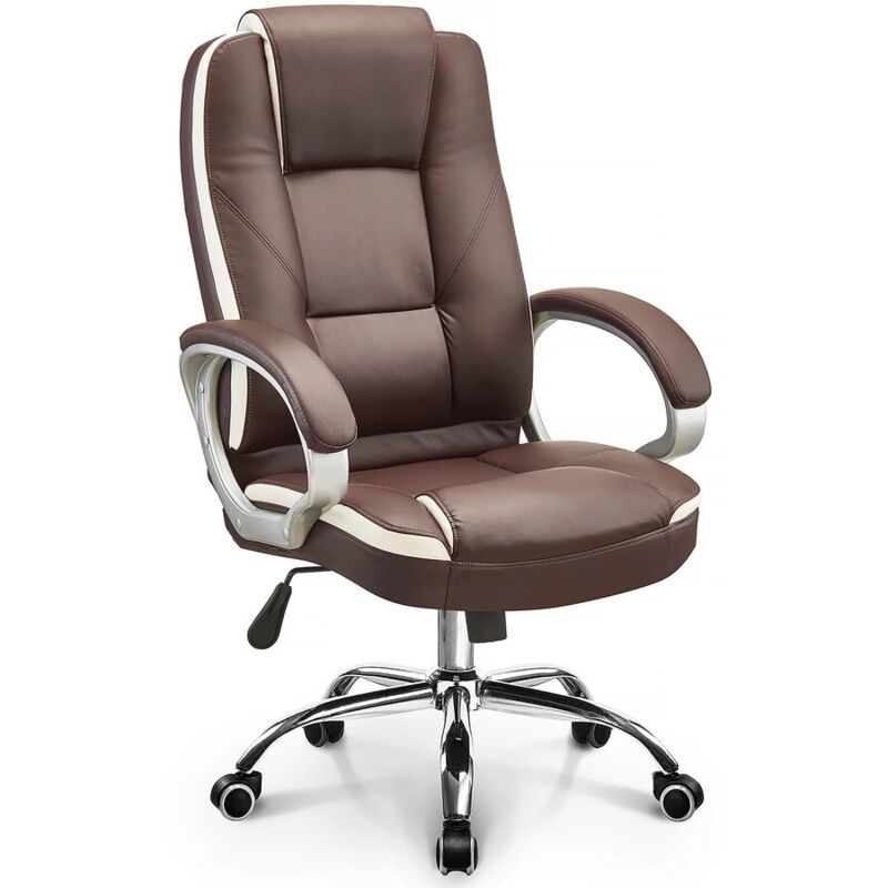 Habitat Et Jardin - Fauteuil de bureau en simili avec repose pieds 'Maissa' - Marron