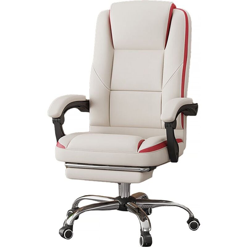 Fauteuil de bureau en simili avec repose pieds "Maissa" - Beige