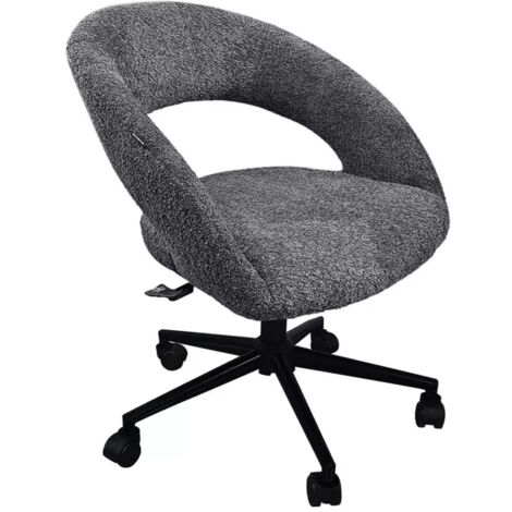Fauteuil de bureau en tissu bouclette gris avec piètement noir - MARTY