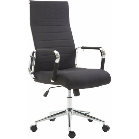 Fauteuil de bureau en tissu noir avec assise rembourrée pivotant BUR10232