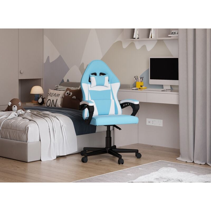 Deco In Paris - ghost - Fauteuil de bureau en tissu bleu et blanc ghost