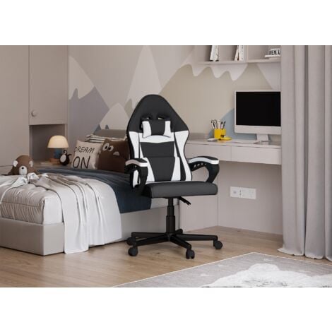 DECO IN PARIS GHOST - Fauteuil de bureau en tissu bleu et blanc GHOST