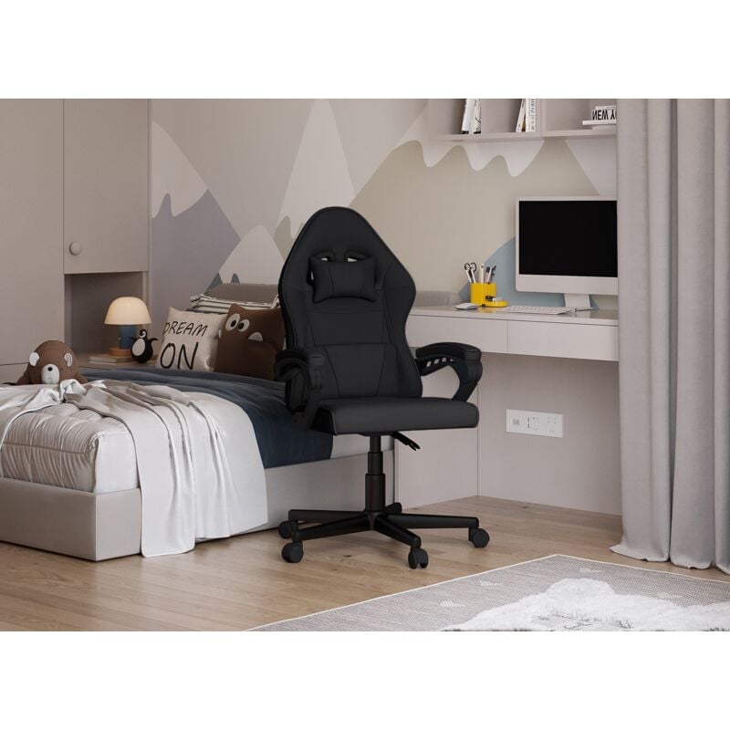Deco In Paris - ghost - Fauteuil de bureau en tissu noir ghost