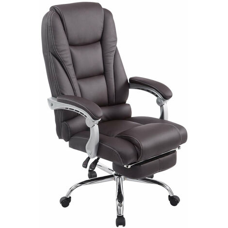Fauteuil de bureau ergonomique avec repose-pieds extensible synthétique marron BUR10167