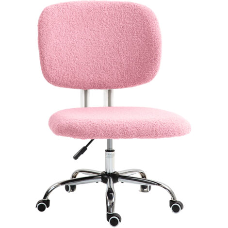 Fauteuil de bureau ergonomique. Bureau à hauteur réglable, sans accoudoirs. Fauteuil pivotant. Tissu rose, parfait pour les bureaux domestiques et pour le jeu vidéo.