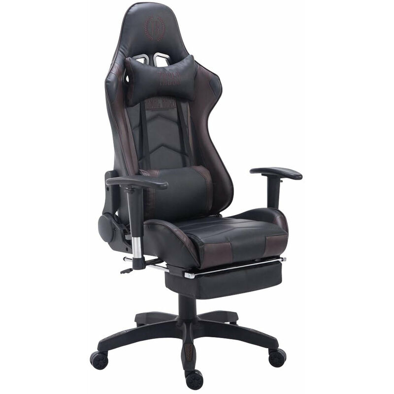 décoshop26 - fauteuil de bureau ergonomique dossier réglable avec repose-pieds synthétique noir/marron