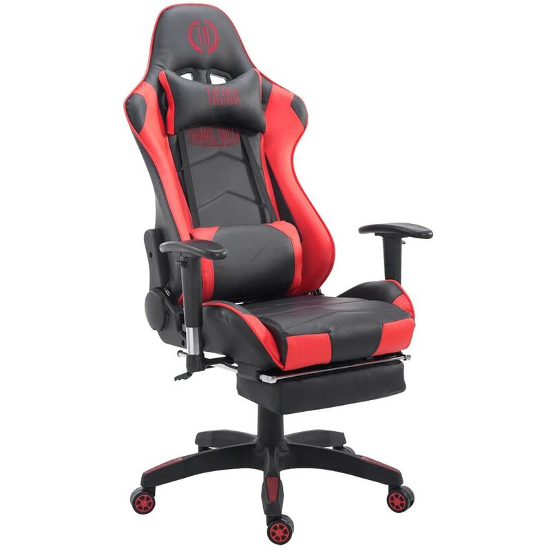 décoshop26 - fauteuil de bureau ergonomique dossier réglable avec repose-pieds synthétique noir/rouge