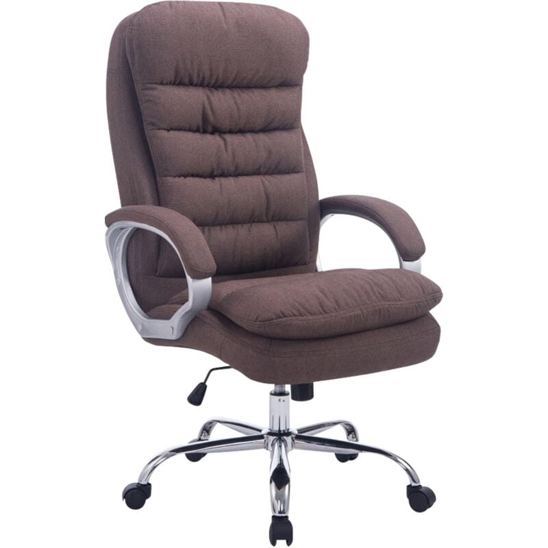 Fauteuil de bureau ergonomique et confortable jusqu'à 235 kg en tissu marron et métal chromé 100002401