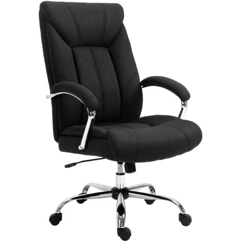 Fauteuil de bureau ergonomique noir, dossier haut, hauteur réglable, fonction bascule, 65x78x118 cm