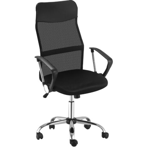 Fauteuil de Bureau Ergonomique Noir, Gaming, Pivotant, Wipp, Hauteur Réglable, Assise en Mousse et Dossier Mesh 63x65x109-119cm